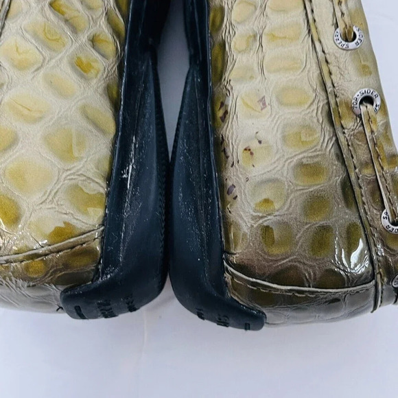 Sperry Top Sider Boat Loafer Leather Sz 7.5M Womens Croc Embossed Flats Green - Picture 9 of 12